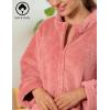 Ekouaer Women Zipper Robe Fleece Long Sleeves Bathrobe Sleepwear Warm Soft Housecoat with Pockets Zip Up House Dresses(Gray Purple)