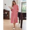 Ekouaer Women Zipper Robe Fleece Long Sleeves Bathrobe Sleepwear Warm Soft Housecoat with Pockets Zip Up House Dresses(Gray Purple)