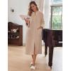 Ekouaer Women Zipper Robe Fleece Long Sleeves Bathrobe Sleepwear Warm Soft Housecoat with Pockets Zip Up House Dresses(Khaki)