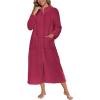 Ekouaer Women Zipper Robe Fleece Long Sleeves Bathrobe Sleepwear Warm Soft Housecoat with Pockets Zip Up House Dresses(Wine Red)