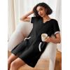 Ekouaer Women Zipper Robe Waffle Short Sleeve Bathrobes Lightweight Knee Length Housecoat with Pockets S-3XL(Black)