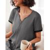 Ekouaer Women Zipper Robe Waffle Short Sleeve Bathrobes Lightweight Knee Length Housecoat with Pockets S-3XL(Dark Gray)