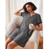 Ekouaer Women Zipper Robe Waffle Short Sleeve Bathrobes Lightweight Knee Length Housecoat with Pockets S-3XL(Dark Gray)