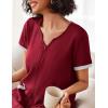 Ekouaer Women Zipper Robe Waffle Short Sleeve Bathrobes Lightweight Knee Length Housecoat with Pockets S-3XL(Dark Red)