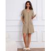 Ekouaer Women Zipper Robe Waffle Short Sleeve Bathrobes Lightweight Knee Length Housecoat with Pockets S-3XL(Khaki)