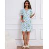 Ekouaer Women Zipper Robe Waffle Short Sleeve Bathrobes Lightweight Knee Length Housecoat with Pockets S-3XL(Light Blue Flower)
