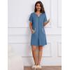 Ekouaer Women Zipper Robe Waffle Short Sleeve Bathrobes Lightweight Knee Length Housecoat with Pockets S-3XL(Navy)