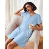 Ekouaer Women Zipper Robe Waffle Short Sleeve Bathrobes Lightweight Knee Length Housecoat with Pockets S-3XL(Pale Blue)
