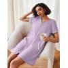 Ekouaer Women Zipper Robe Waffle Short Sleeve Bathrobes Lightweight Knee Length Housecoat with Pockets S-3XL(Pale Purple)