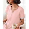 Ekouaer Women Zipper Robe Waffle Short Sleeve Bathrobes Lightweight Knee Length Housecoat with Pockets S-3XL(Pink)