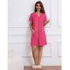 Ekouaer Women Zipper Robe Waffle Short Sleeve Bathrobes Lightweight Knee Length Housecoat with Pockets S-3XL(Rose)