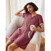 Ekouaer Women Zipper Robe Waffle Short Sleeve Bathrobes Lightweight Knee Length Housecoat with Pockets S-3XL(Rosy Gray Purple)