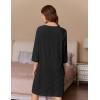 Ekouaer Women Zipper Robes 3/4 Sleeve Ribbed Knit Bathrobe Lightweight Knee Length Loungewear Housecoat with Pockets S-3XL(Black)