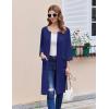 Ekouaer Women Zipper Robes 3/4 Sleeve Ribbed Knit Bathrobe Lightweight Knee Length Loungewear Housecoat with Pockets S-3XL(Dark Blue)