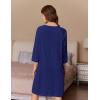 Ekouaer Women Zipper Robes 3/4 Sleeve Ribbed Knit Bathrobe Lightweight Knee Length Loungewear Housecoat with Pockets S-3XL(Dark Blue)