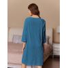 Ekouaer Women Zipper Robes 3/4 Sleeve Ribbed Knit Bathrobe Lightweight Knee Length Loungewear Housecoat with Pockets S-3XL(Duck Blue)