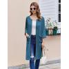 Ekouaer Women Zipper Robes 3/4 Sleeve Ribbed Knit Bathrobe Lightweight Knee Length Loungewear Housecoat with Pockets S-3XL(Duck Blue)