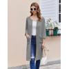 Ekouaer Women Zipper Robes 3/4 Sleeve Ribbed Knit Bathrobe Lightweight Knee Length Loungewear Housecoat with Pockets S-3XL(Grey)