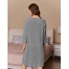 Ekouaer Women Zipper Robes 3/4 Sleeve Ribbed Knit Bathrobe Lightweight Knee Length Loungewear Housecoat with Pockets S-3XL(Grey)