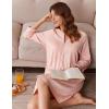 Ekouaer Women Zipper Robes 3/4 Sleeve Ribbed Knit Bathrobe Lightweight Knee Length Loungewear Housecoat with Pockets S-3XL(Light Pink)