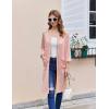 Ekouaer Women Zipper Robes 3/4 Sleeve Ribbed Knit Bathrobe Lightweight Knee Length Loungewear Housecoat with Pockets S-3XL(Light Pink)