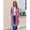 Ekouaer Women Zipper Robes 3/4 Sleeve Ribbed Knit Bathrobe Lightweight Knee Length Loungewear Housecoat with Pockets S-3XL(Light Purple)