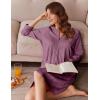 Ekouaer Women Zipper Robes 3/4 Sleeve Ribbed Knit Bathrobe Lightweight Knee Length Loungewear Housecoat with Pockets S-3XL(Light Purple)