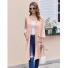 Ekouaer Women Zipper Robes 3/4 Sleeve Ribbed Knit Bathrobe Lightweight Knee Length Loungewear Housecoat with Pockets S-3XL(Pink)