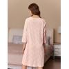 Ekouaer Women Zipper Robes 3/4 Sleeve Ribbed Knit Bathrobe Lightweight Knee Length Loungewear Housecoat with Pockets S-3XL(Pink)