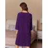 Ekouaer Women Zipper Robes 3/4 Sleeve Ribbed Knit Bathrobe Lightweight Knee Length Loungewear Housecoat with Pockets S-3XL(Purple)