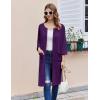 Ekouaer Women Zipper Robes 3/4 Sleeve Ribbed Knit Bathrobe Lightweight Knee Length Loungewear Housecoat with Pockets S-3XL(Purple)