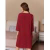 Ekouaer Women Zipper Robes 3/4 Sleeve Ribbed Knit Bathrobe Lightweight Knee Length Loungewear Housecoat with Pockets S-3XL(Red)