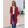 Ekouaer Women Zipper Robes 3/4 Sleeve Ribbed Knit Bathrobe Lightweight Knee Length Loungewear Housecoat with Pockets S-3XL(Red)