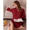 Ekouaer Women Zipper Robes 3/4 Sleeve Ribbed Knit Bathrobe Lightweight Knee Length Loungewear Housecoat with Pockets S-3XL(Red)