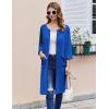Ekouaer Women Zipper Robes 3/4 Sleeve Ribbed Knit Bathrobe Lightweight Knee Length Loungewear Housecoat with Pockets S-3XL(Sky Blue)