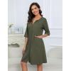 Ekouaer Women Zipper Robes Knee Length Waffle Knit Bathrobe Lightweight House Coat with Pockets 3/4 Sleeves Loungewear S-3XL(Army Green)