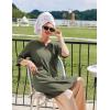 Ekouaer Women Zipper Robes Knee Length Waffle Knit Bathrobe Lightweight House Coat with Pockets 3/4 Sleeves Loungewear S-3XL(Army Green)