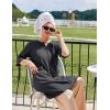Ekouaer Women Zipper Robes Knee Length Waffle Knit Bathrobe Lightweight House Coat with Pockets 3/4 Sleeves Loungewear S-3XL(Dark Grey)