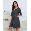 Ekouaer Women Zipper Robes Knee Length Waffle Knit Bathrobe Lightweight House Coat with Pockets 3/4 Sleeves Loungewear S-3XL(Dark Grey)