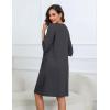 Ekouaer Women Zipper Robes Knee Length Waffle Knit Bathrobe Lightweight House Coat with Pockets 3/4 Sleeves Loungewear S-3XL(Dark Grey)