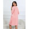 Ekouaer Women Zipper Robes Knee Length Waffle Knit Bathrobe Lightweight House Coat with Pockets 3/4 Sleeves Loungewear S-3XL(Light Pink)