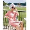Ekouaer Women Zipper Robes Knee Length Waffle Knit Bathrobe Lightweight House Coat with Pockets 3/4 Sleeves Loungewear S-3XL(Light Pink)