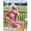 Ekouaer Women Zipper Robes Knee Length Waffle Knit Bathrobe Lightweight House Coat with Pockets 3/4 Sleeves Loungewear S-3XL(Purple Red)