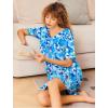 Ekouaer Women Zipper Robes Short Sleeves Housecoat Lightweight Bathrobes Zip Up Robe Casual Nightgown with Pockets S-2XL(Aqua Multi)