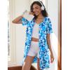 Ekouaer Women Zipper Robes Short Sleeves Housecoat Lightweight Bathrobes Zip Up Robe Casual Nightgown with Pockets S-2XL(Aqua Multi)