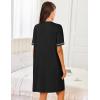 Ekouaer Women Zipper Robes Short Sleeves Housecoat Lightweight Bathrobes Zip Up Robe Casual Nightgown with Pockets S-2XL(Black)