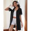 Ekouaer Women Zipper Robes Short Sleeves Housecoat Lightweight Bathrobes Zip Up Robe Casual Nightgown with Pockets S-2XL(Black)