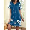 Ekouaer Women Zipper Robes Short Sleeves Housecoat Lightweight Bathrobes Zip Up Robe Casual Nightgown with Pockets S-2XL(Blue Floral)