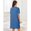 Ekouaer Women Zipper Robes Short Sleeves Housecoat Lightweight Bathrobes Zip Up Robe Casual Nightgown with Pockets S-2XL(Dark Blue)