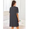 Ekouaer Women Zipper Robes Short Sleeves Housecoat Lightweight Bathrobes Zip Up Robe Casual Nightgown with Pockets S-2XL(Dark Gray)